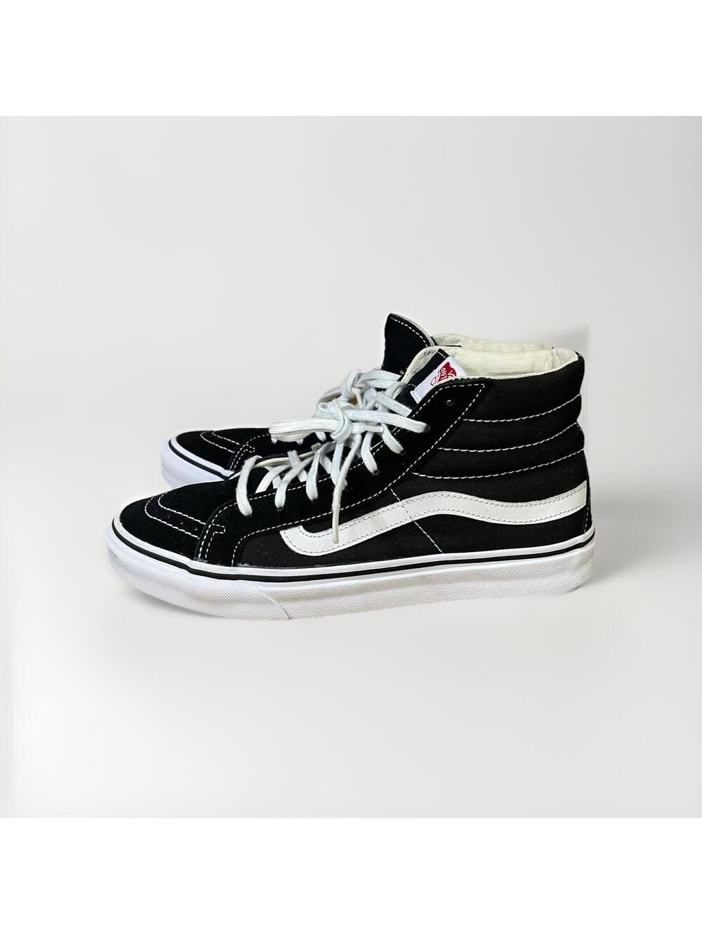 Unisex Sk8-Hi Classic Black White Canvas Skate Shoes Sneakers Size 8 Men-9.5 W